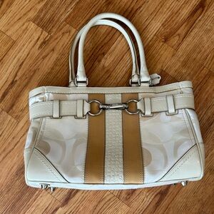 Coach Beige and Gold Shoulder Bag